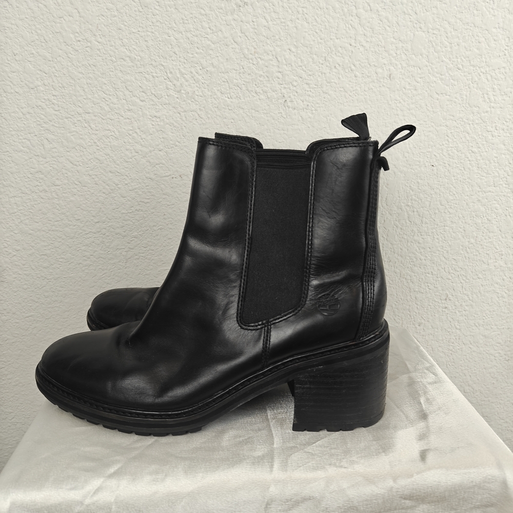 Timberland Sienna High Chelsea Pull On Boot in Black Leather Sz 9 Women's - Picture 5 of 16